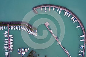 White sailing boats in Lake Balaton