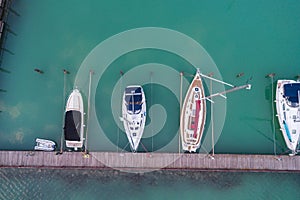 White sailing boats in Lake Balaton