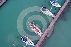 White sailing boats in Lake Balaton