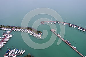 White sailing boats in Lake Balaton