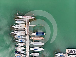 White sailing boats in Lake Balaton