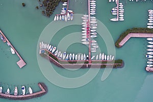 White sailing boats in Lake Balaton