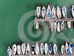 White sailing boats in Lake Balaton