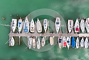 White sailing boats in Lake Balaton