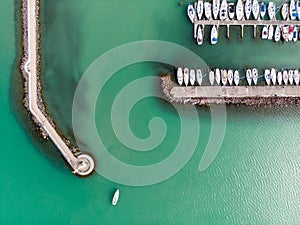 White sailing boats in Lake Balaton