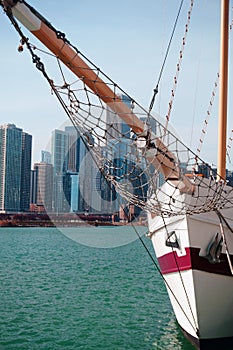 White Sailing Ship, Lake Michigan, USA