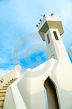 White Salem Bin Laden Mosque minaret, Al Khobar, Saudi Arabia