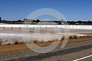 White salt lake between Hyden and Albany, WA, Australia