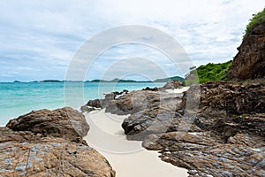 White sand beach with blue sea on Koh Samaesarn.