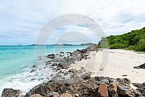 White sand beach with blue sea on Koh Samaesarn.