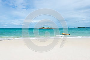 White sand beach with blue sea on Koh Samaesarn.