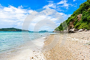 White sand beach with blue sea on KohKham .