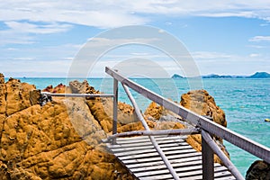 White sand beach with blue sea on KohKham .