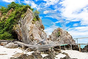 White sand beach with blue sea on KohKham .