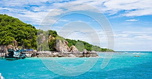 White sand beach with blue sea on KohKham .