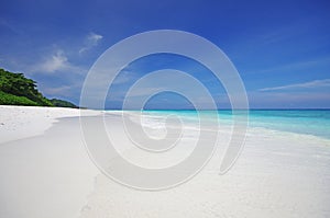 White sand beach and blue sky