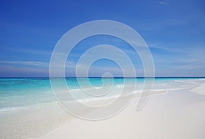 White sand beach and blue sky