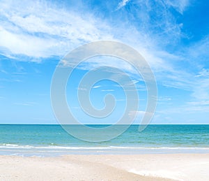 White sand beach and blue sky