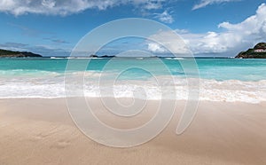 White sand beach in the Caribbean. St Jean beach, St Barth, West Indies.