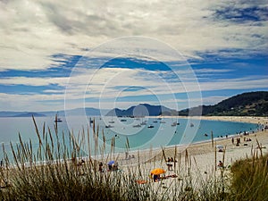 White sand beach on Cies Islands, Spain