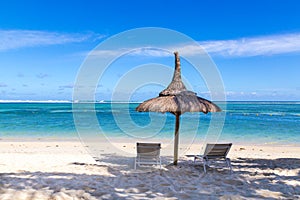 White sand beach of Flic en Flac Mauritius overlooking the sea