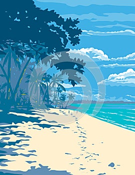 White Sand Beach in Santa Fe Bantayan Island Cebu Philippines WPA Art Deco Poster photo