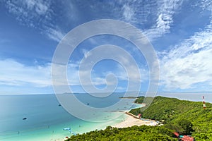 White sand beach and sea at Tawaen Beach on larn island, Pattaya City, Chonburi, Thailand