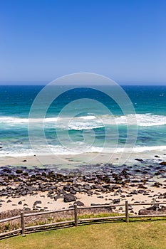 White Sand Beach with Stones seen from Ballina Head Lookout, New South Wales, Australia