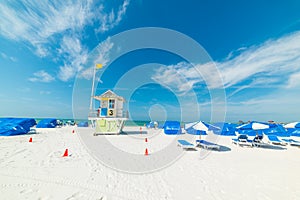 White sand and blue sky in Clearwater beach in Florida