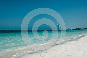 White sand on Dubai Beach near Al Arab Hotel