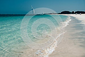 White sand on Dubai Beach near Al Arab Hotel