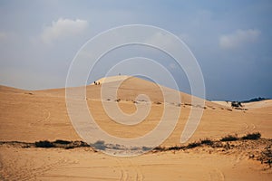 White Sand Dunes Muine in Vietnam with tourists