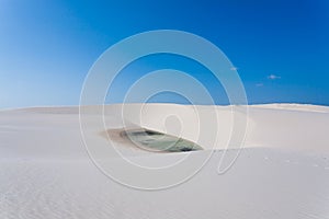 White sand dunes panorama from Lencois Maranhenses National Park, Brazil