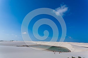 White sand dunes panorama from Lencois Maranhenses National Park, Brazil