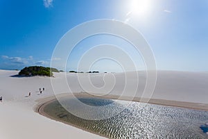 White sand dunes panorama from Lencois Maranhenses National Park, Brazil