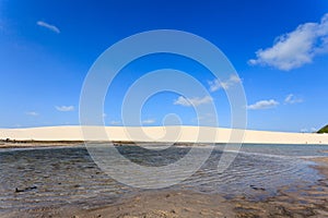 White sand dunes panorama from Lencois Maranhenses National Park, Brazil