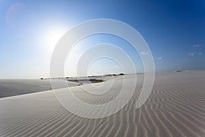 White sand dunes panorama from Lencois Maranhenses National Park, Brazil