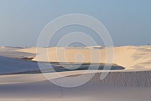 White sand dunes panorama from Lencois Maranhenses National Park, Brazil