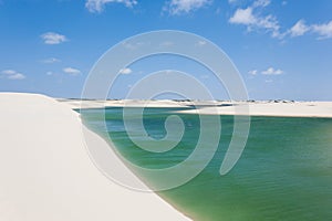 White sand dunes panorama from Lencois Maranhenses National Park, Brazil