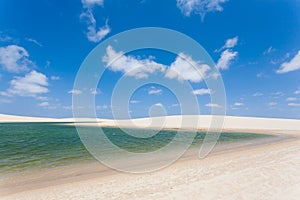 White sand dunes panorama from Lencois Maranhenses National Park, Brazil