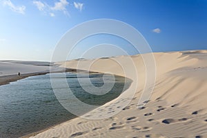 White sand dunes panorama from Lencois Maranhenses National Park, Brazil photo
