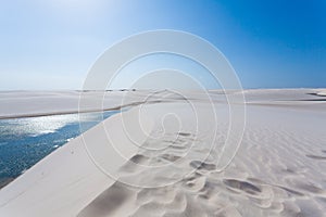 White sand dunes panorama from Lencois Maranhenses National Park, Brazil photo