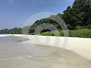 White sand on Radhanagar Beach, Havelock, Andaman and Nicobar, India