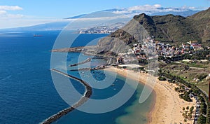 White Sand Teresitas beach Playa de las Teresitas in Tenerife. Canary islands. Spain