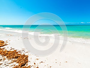 White sand and turquoise water in world famous Miami Beach