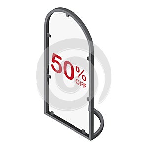 White sandwich board with sale 50 discount.