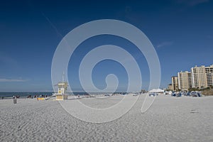 The white sandy beach at Clearwater in Florida