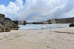 White Sandy Deserted Beach on the East Coast of Aruba