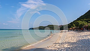 White sandy Sao Beach on Phu Quoc, Vietnam, in late afternoon