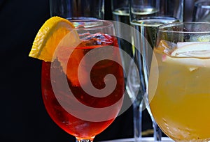 White sangria and rose wine in wine glasses